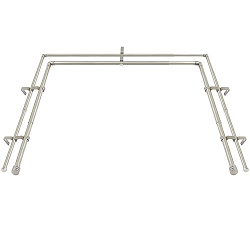 HOTOZON Double Bay Window Curtain Rods 36 to 72 Inches(Center Rod), Silver - color: Antque Silver