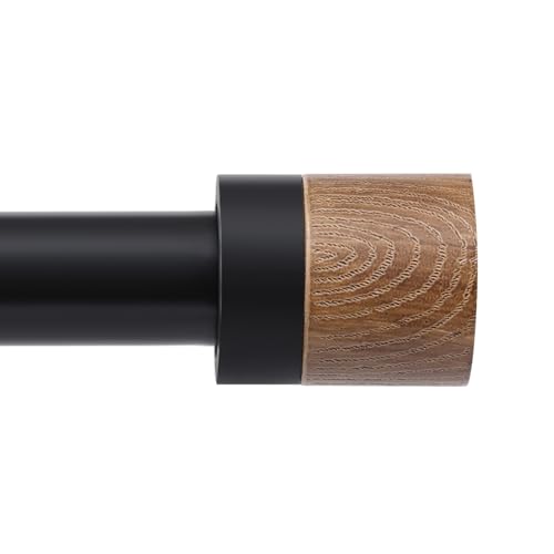 1 Pack Boho Rustic Adjustable Wood Curtain Rod 32-45 Inch, Black - color: Black, size: 32"-45"|1 PACK