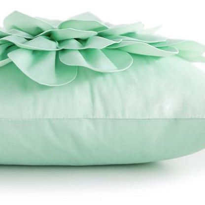 OiseauVoler Decorative 3D Flower Throw Pillow Covers 18x18 Inch - color: Mint