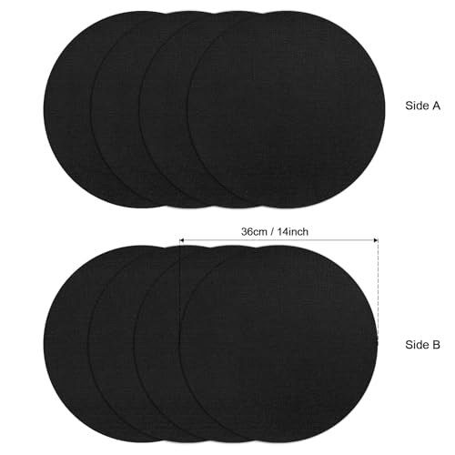 Myir JUN 14" Round Placemats Set of 4, Reversible Dual-Color Place Mats - color: Black
