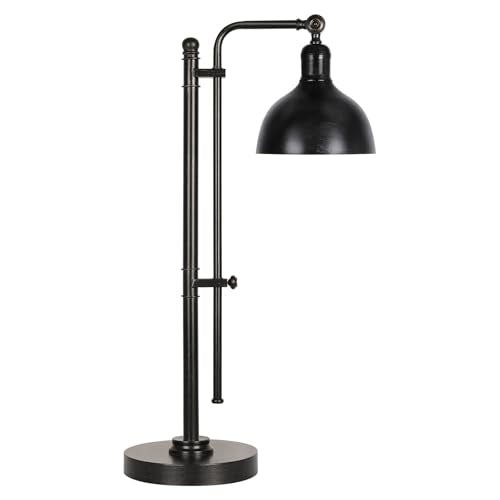 PARTPHONER Industrial Adjustable Desk Lamp for Home Office, Farmhouse Table lamp 29''-38'', Rustic Metal Task Desk Lamp in Aged Bronze Finish, Vintage Reading Lamp for Study Room，Black - color: Black