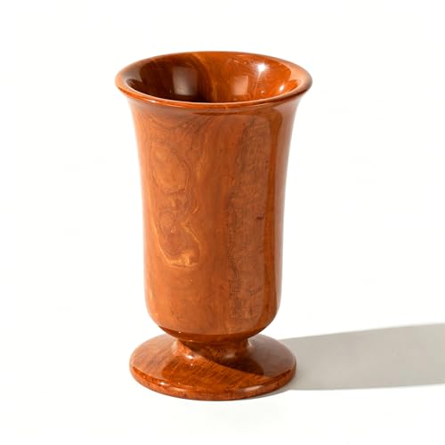 Marble Vase for Home Decor – Small Modern Minimalist Stone Centerpiece for Fresh Flowers, Dried Pampas Grass, or Shelf Decor – Heavy Luxury Tabletop Ornament (Caramel Brown) - color: Caramel Brown