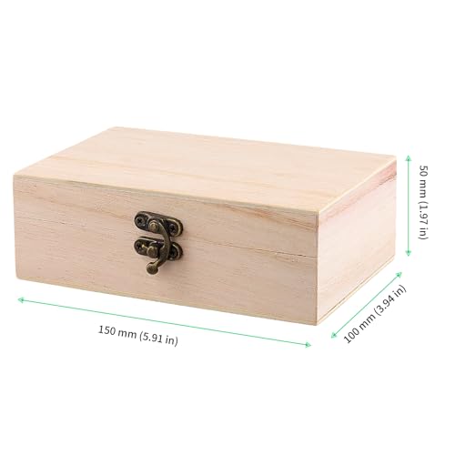 FUNSUEI 10 PCS 5.9 x 3.94 x 1.97 Inch Unfinished Wooden Jewelry Box with Hinged Lid, Small Unfinished Wood Box for Crafts,DIY, Storage, Gift - color: Wood Color, size: 10PCS 5.9 x3.94 x1.97 In