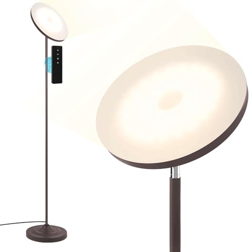 LED Torchiere Floor Lamp with Remote Control, Standing Lamp for Living Room - color: Copper Brown
