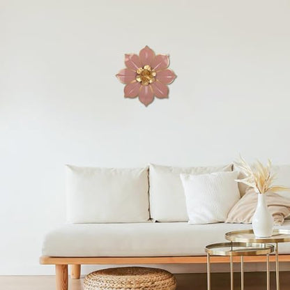 Villa Como 10" Pink and Gold Metal Flowers Wall Art Decor Wall Accent 1PC - color: # 1 Pink
