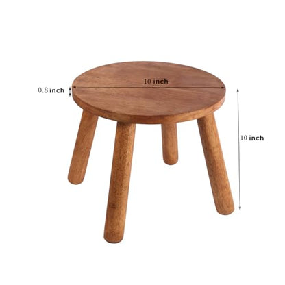 Round Solid Wooden Stool,Plant Stand,Step Stool,Walnut,10" H - color: Walnut, size: 10inch