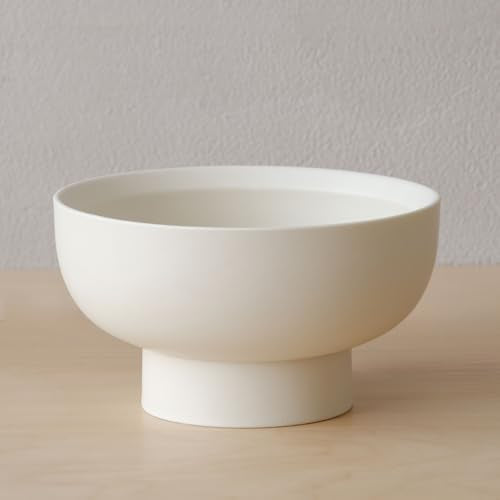 WENSHUO Pedestal Bowl, Decorative Ceramic Fruit Bowl, 6.7 in, Matte Crème - color: Matte Crème, size: 6.7"