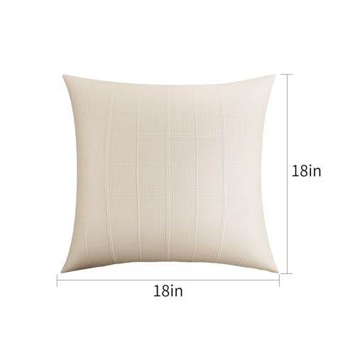 Linen Plaid Checkered Throw Pillow Covers, Beige, 18x18, Set of 2 - color: Beige, size: 18" x 18" (Pack of 2)
