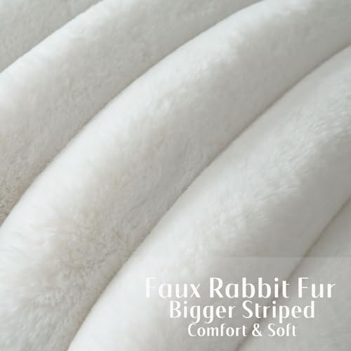 FUTEI Pack of 2 Faux Rabbit Fur Throw Pillow Covers 22x22 Inch, Cream White - color: Cream White, size: 22" x 22" (Pack of 2)
