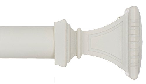 Ivilon Decorative Window Curtain Rod - Carved Square Finials, 1 1/8 in Rod, 28 to 48 in. White/Ivory - color: Ivory, size: 28 to 48 in.