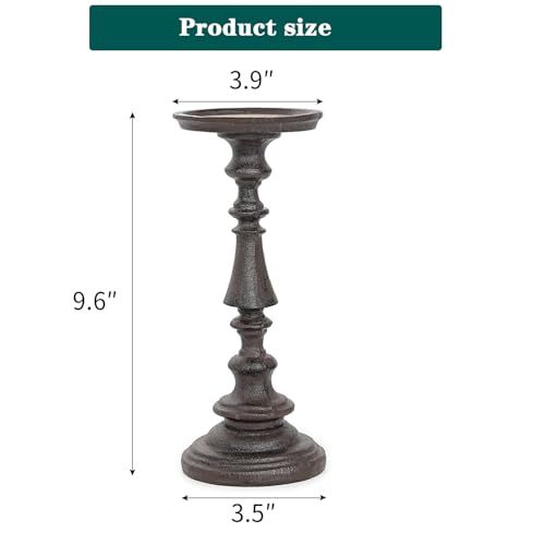 Sungmor Rustic Cast Iron Pillar Candle Holder, 9.6 Inches Tall - color: Large - 9.4inch Tall