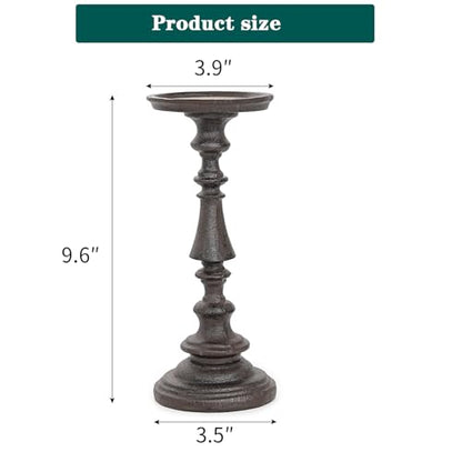 Sungmor Rustic Cast Iron Pillar Candle Holder, 9.6 Inches Tall - color: Large - 9.4inch Tall