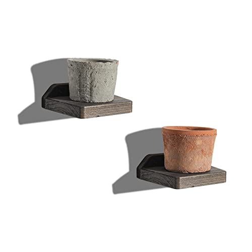 Freezing point Small Floating Shelves for Wall Set of 2 Natural Wood 5Inch Small Mini Wall Shelf Decor Plant Display Collectibles Mounted Kitchen Bathroom Bedroom Corner Decorative Storage Tiny Stand - size: 5