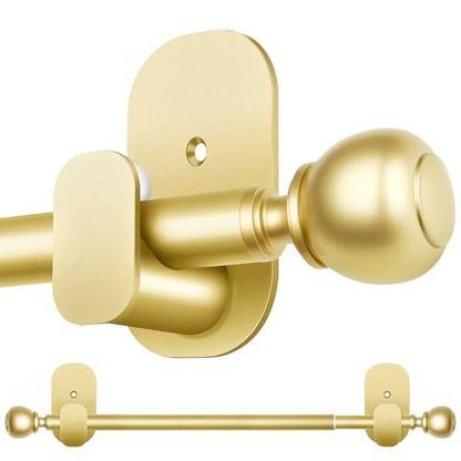 USFOOK Gold Curtain Rods No Drilling 16 to 30 Inch, Adhesive Window Rod - color: Gold, size: 16-30"