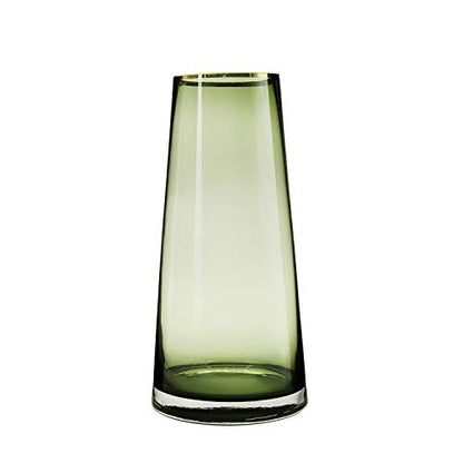 10“ Green Glass Vase with Gold Mouth for Centerpieces Home Wedding Decoration - size: Large