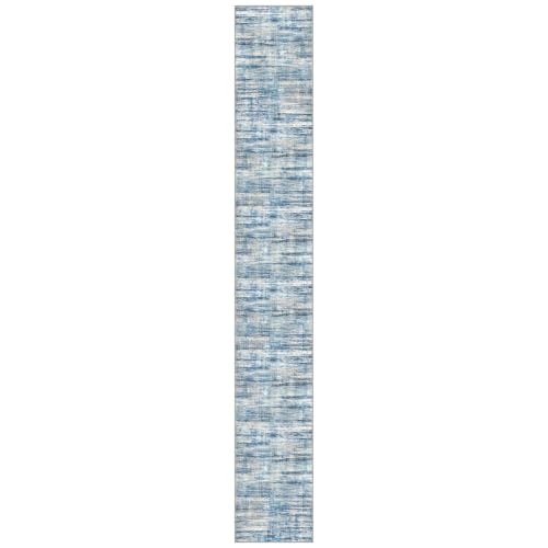 KOZYFLY Washable Long Runner Rug 2.6x18 Hallway Stair Rug Runner Blue Beige - color: Blue Beige, size: 2'8" x 18' (Runner)