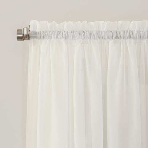 No. 918 53566 Emily Sheer Voile Rod Pocket Curtain Panel, 59" x 95", Eggshell - color: Eggshell, size: 59"W x 95"L (Pack of 1), style: Emily