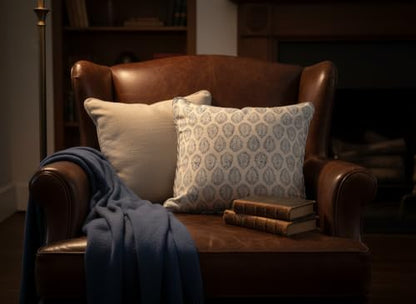 ATOSII Cotton Blockprint Throw Pillow Cover, Amalfi Blue, Set of 2, 20 X 20 - color: Amalfi, size: 20" x 20" (Pack of 2)