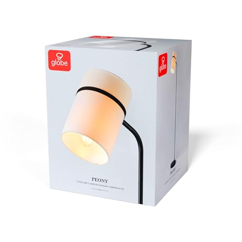 Globe Electric 62" Matte Black Floor Lamp with White Fabric Shade - color: Matte Black, White Fabric Shade