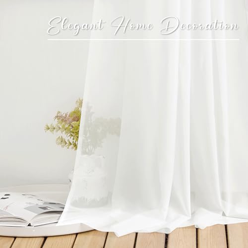 NICETOWN Sheer Textured Scarf Valances for Windows, 216" Extra Long Window Dressings for Anniversary/Wedding Design, 60" Wide, 2 Pieces, Off White - color: Off White