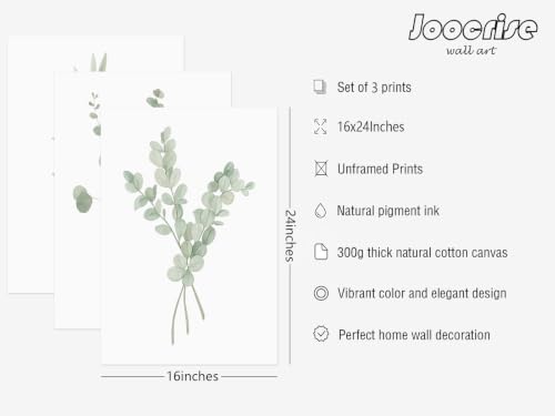 Sage Green Botanical Wall Art Deor Eucalyptus Leaf Pictures Plant Prints - color: Botanical Art, size: 16x24 Inch Unframed