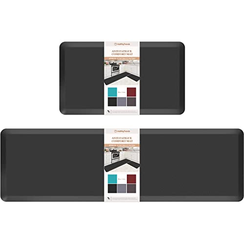 HappyTrends Kitchen Mat,17.3"x28"+17.3"x60" Black, Cushioned Comfort - color: Black, size: 17.3"x28"+17.3"x60"