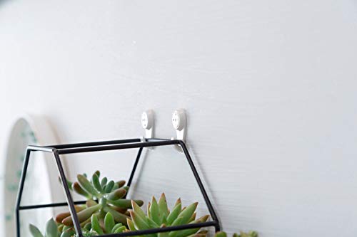 VanEnjoy 7" White Ceramic Wall Planters Vase and Copper,Drainage Hole with Bamboo Tray - Succulent Pot Air Plants Mini Cactus Artificial Flowers Hanging Geometric Hexagon Wall Decor (Black Metal)