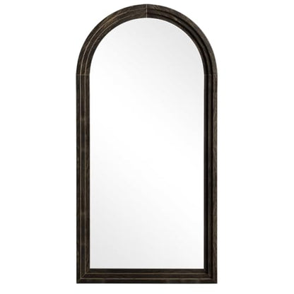 65"x22" Arched Full Length Mirror with Solid Wood Frame, Brown - color: Dark Brown, size: 65"L x 22"W