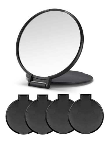 Qislee 4 Pack Compact Mirrors Bulk for Party Favors Purse Travel, Black - color: 4 Pcs-black