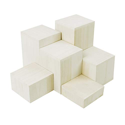 Mooca Wooden 6 Pcs Square Risers for Display Jewelry and Accessories Display Stand (Wash White) - color: Wash White