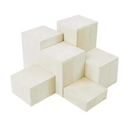 Mooca Wooden 6 Pcs Square Risers for Display Jewelry and Accessories Display Stand (Wash White) - color: Wash White