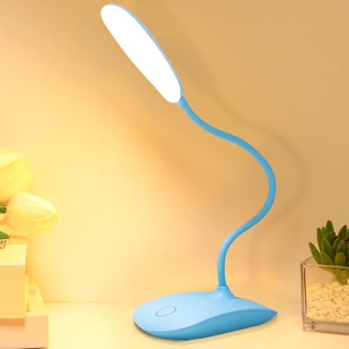 Portable Battery Powered Desk Lamp Small Rechargeable LED Table Light - color: Blue