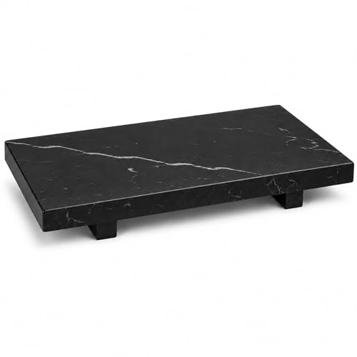 Black Marble Large Pedestal Tray for 13.8 in - color: Black Marble-13.8 in
