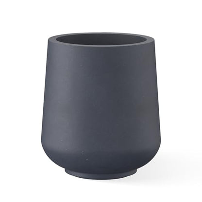 Kante 17.3" Tall Round Curved Concrete Planter, Charcoal Floor Pot - color: Charcoal, size: 15.3" D