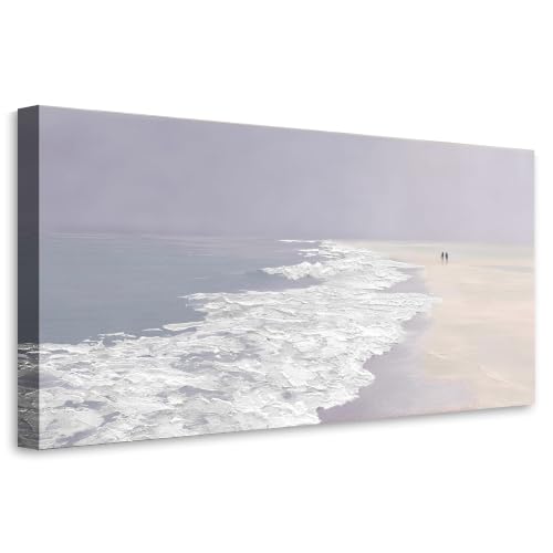 Enartly Ocean Seaside Wave Beach Canvas Wall Art for Living Room 40"x20" - color: White Beach, size: 40"L x 20"W