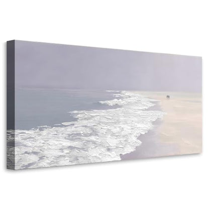 Enartly Ocean Seaside Wave Beach Canvas Wall Art for Living Room 40"x20" - color: White Beach, size: 40"L x 20"W