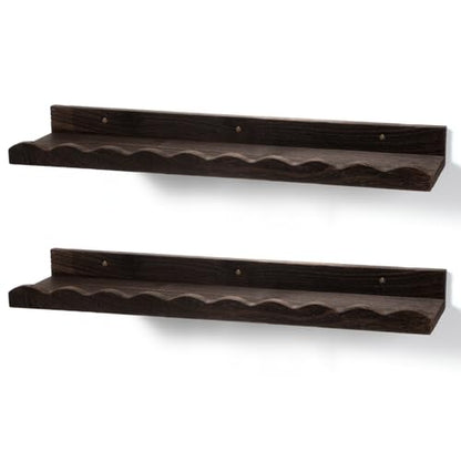 Suzile 2 Pcs Scalloped Floating Wall Shelves,23",Dark Brown - color: Carbonized Brown, size: 23"