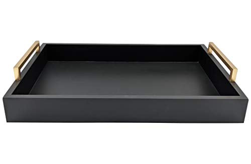 Decorative Coffee Table Tray - Ottoman Tray - color: Pitch Black