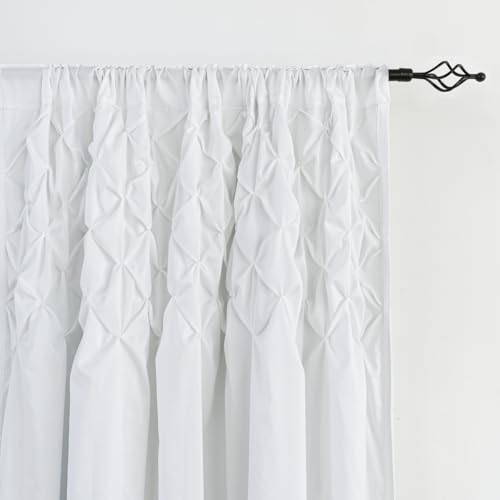 Ruffle Pintuck Diamond Textured Window Curtains, Thermal Insulated Blackout Window Curtains, Traditional Glam & Farmhouse Window Decor (White, 52" W x 63" L) - color: White, size: 52"W x 63"L (Pack of 2)