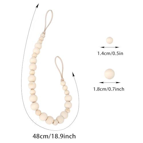 2 Pack Wood Bead Curtain Tieback, Boho Curtain Holdback, Wood - color: Wood Color