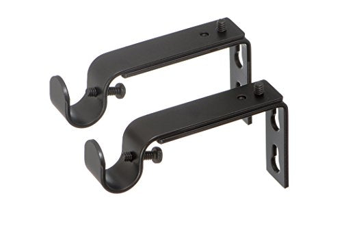 Ivilon Adjustable Brackets for Curtain Rods - for 1/2 or 5/8 Inch Rods. Set of 2 - Antique Black - color: Antique Black, size: Adjustable - 1/2" or 5/8" Rods