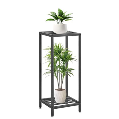 IBUYKE 30 Inch Tall Plant Stand Indoor, 2 Tier Flower Stand, Black TMJ070B - color: Black-Square