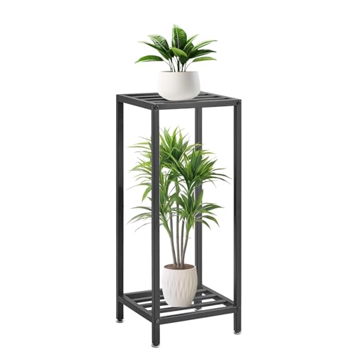 IBUYKE 30 Inch Tall Plant Stand Indoor, 2 Tier Flower Stand, Black TMJ070B - color: Black-Square