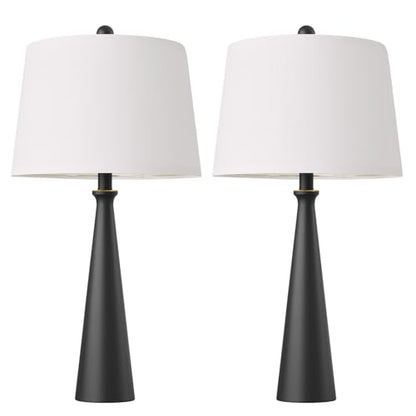 Oneach 25.75" Modern Table Lamp for Bedroom Set of 2, USB C Port, Black - color: Satin Black