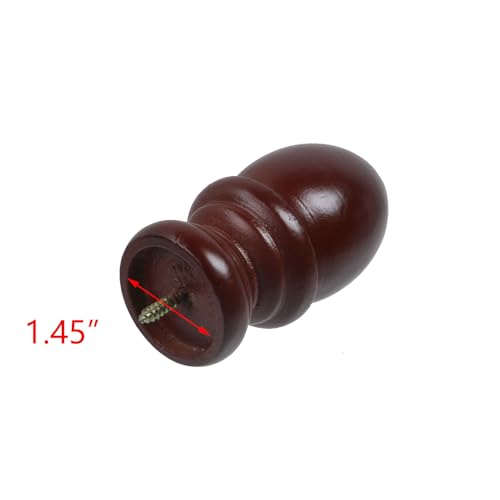 T Tulead Red Brown Finials for Curtain Rod 4PCS - style: Red Brown, 1.45", 4PCS