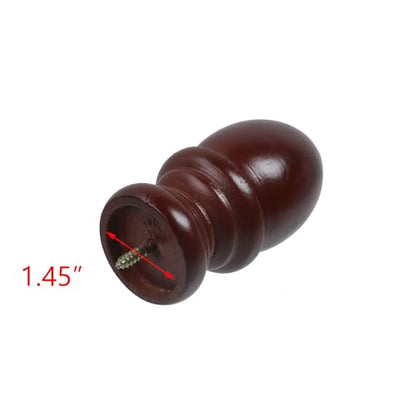 T Tulead Red Brown Finials for Curtain Rod 4PCS - style: Red Brown, 1.45", 4PCS