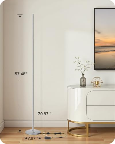 EDISHINE 2 Pack 57.5” Corner Lamp with Remote, Stepless Dimmable & 7 CCT - color: Silver