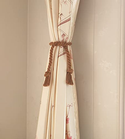 4 Pack Outdoor Curtain Tiebacks Rope, Natural Cotton Curtain Holders, Village Rural Rustic Curtain Holdbacks, Farmhouse Boho Rope Curtain Tie Back for Drapery Patio Drapes, (Coffee) - color: Coffee Rope 4 Pack