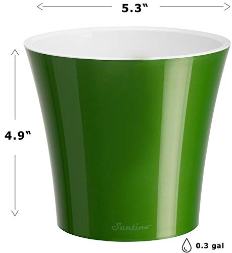 Santino Self Watering Planter Arte 5.3 Inch Green-Gold/White Flower Pot - color: Green-gold/White, size: 5.3-Inch