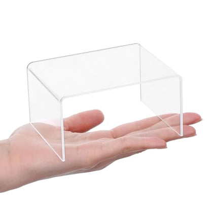 16 Pack Clear Acrylic Display Risers, 4.13" x 3.15" x 2.17" Display Stand for Figures, Collectibles, Jewelry, Cupcakes, and Buffets, U-Shaped Acrylic Shelves